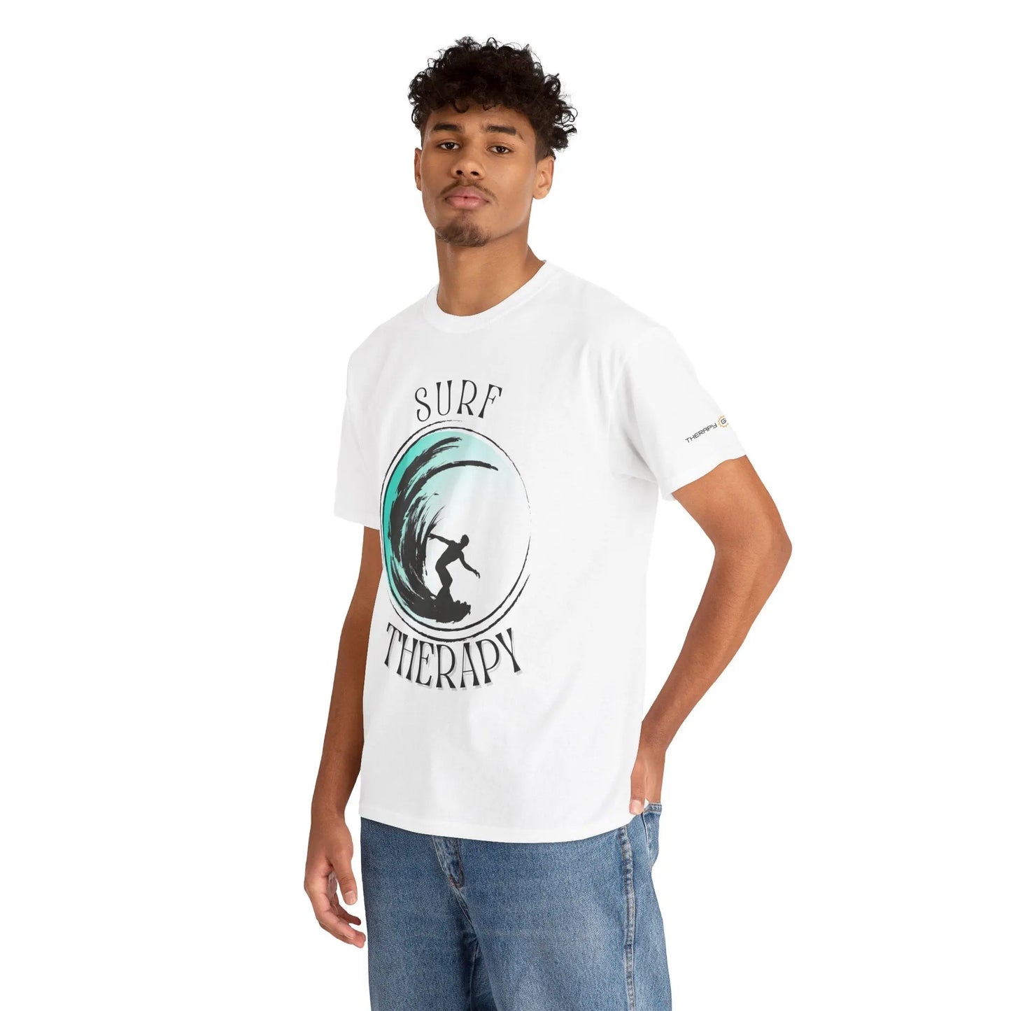 Surf Therapy Unisex Heavy Cotton Tee | Relaxed Fit Summer Shirt, Beach Lover Gift, Surfing Apparel, Ocean Vibes T-Shirt, Fun Casual Wear Printify