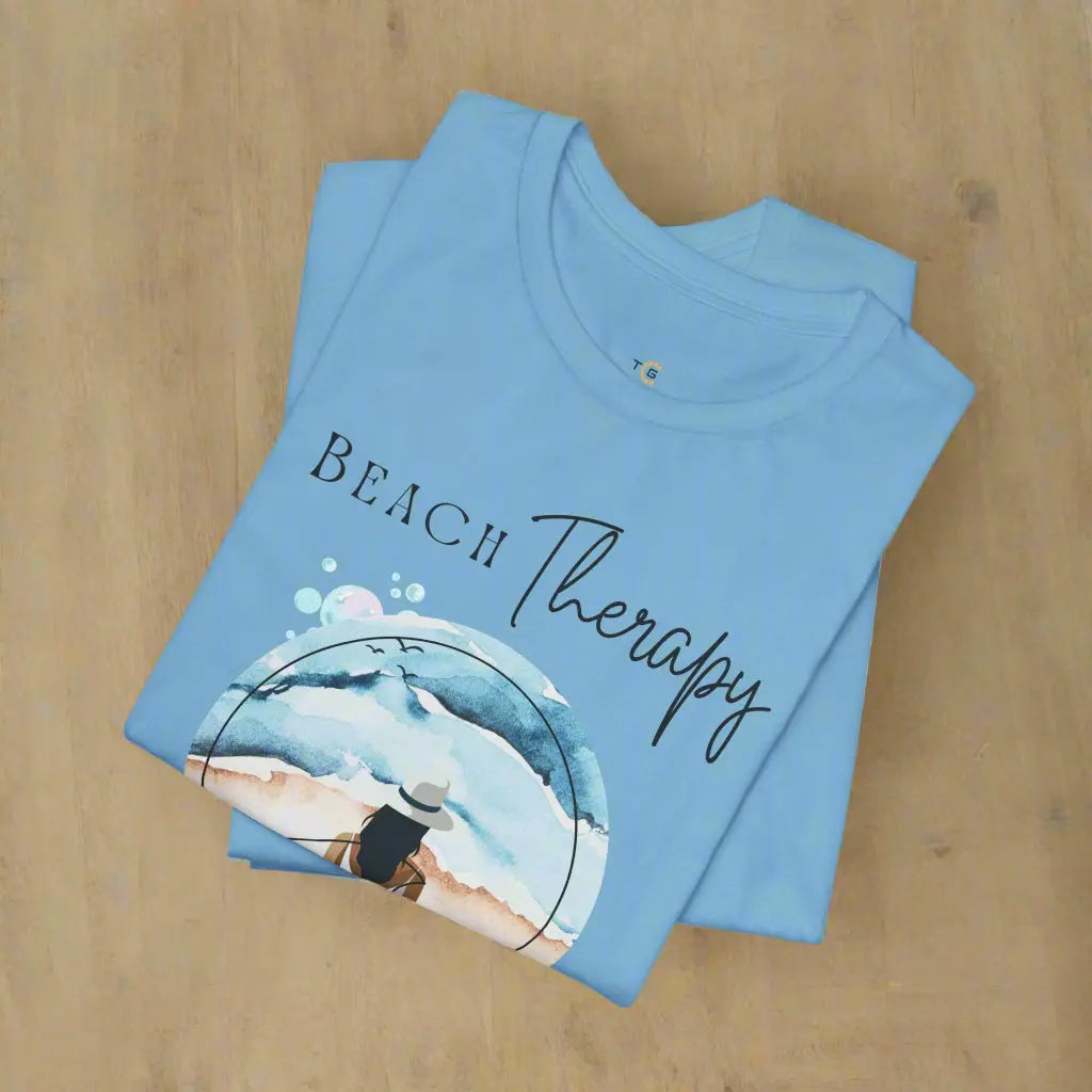 Beach Therapy Tee, Summer T-Shirt, Relaxation Shirt, Beach Vibes Apparel, Vacation Wear, Travel Clothes Printify