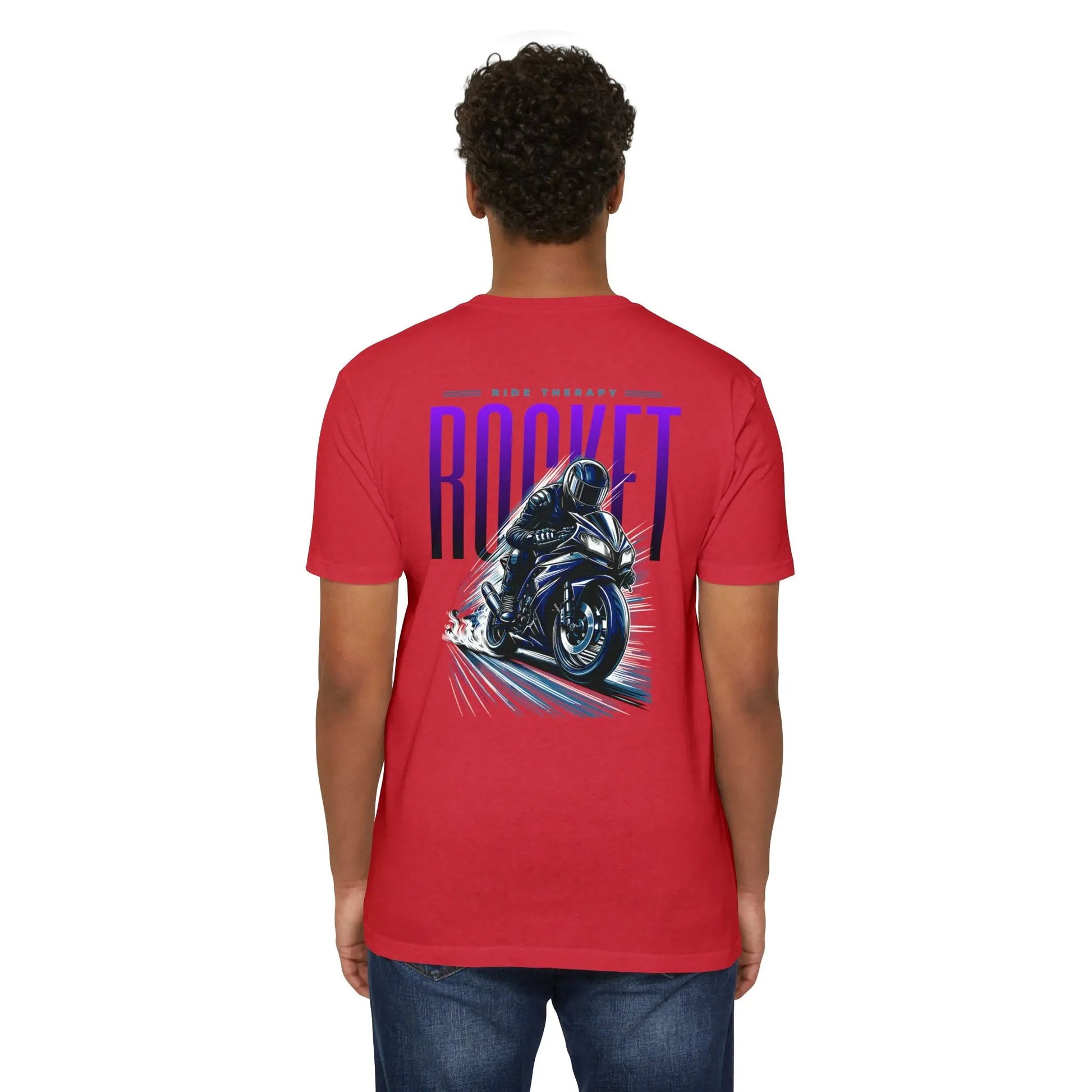 Rocket Themed Unisex Tee, Motorcycle Lover Gift, Casual Wear, Gift for Bikers, Unique Graphic T-Shirt Printify