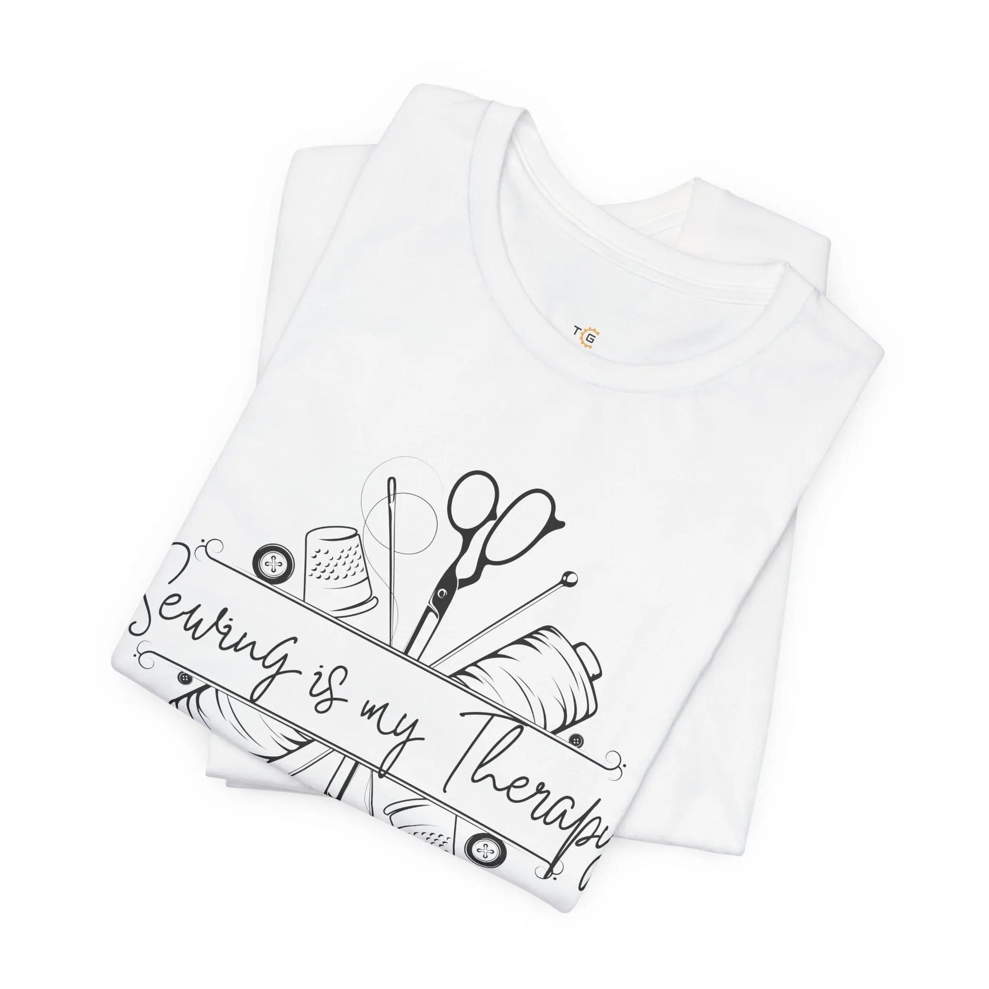 Sewing Therapy Tee - Unisex Jersey Short Sleeve Shirt, Gift for Sewers Printify