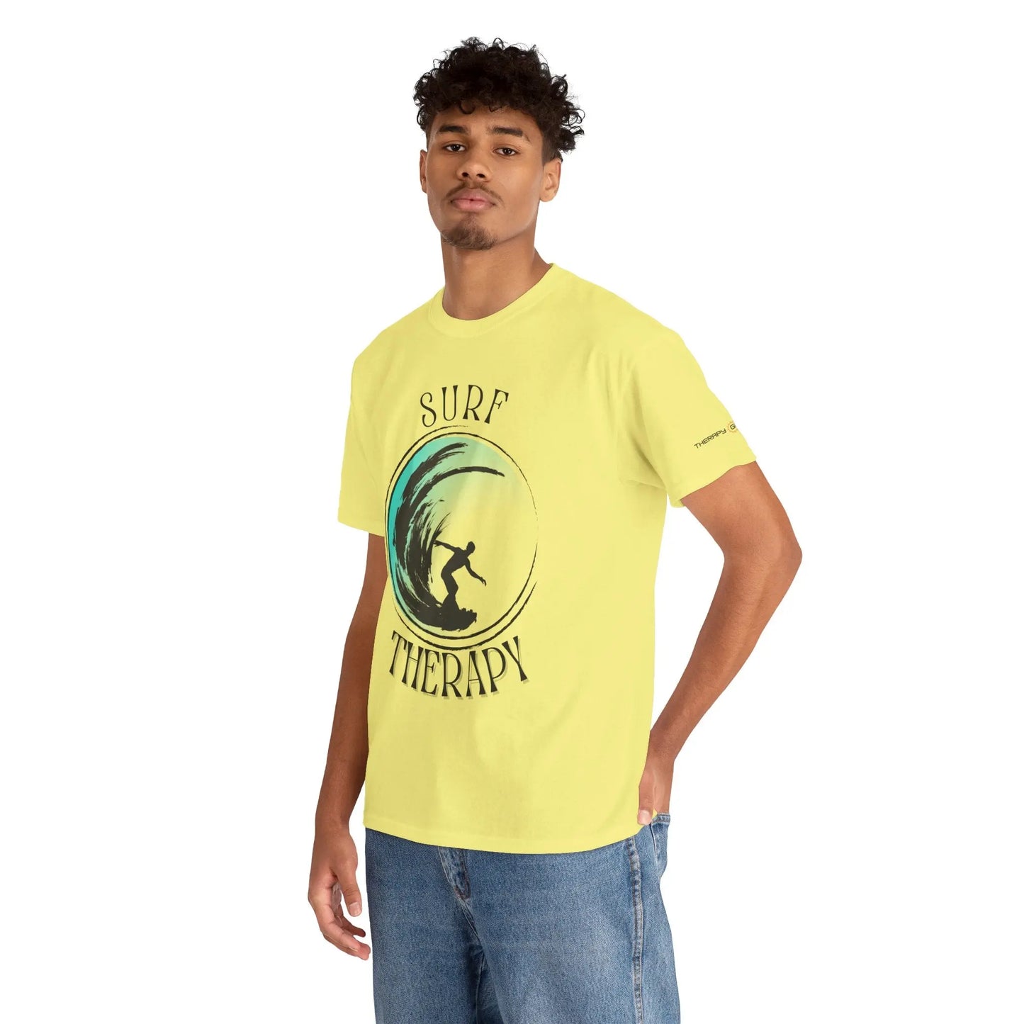 Surf Therapy Unisex Heavy Cotton Tee | Relaxed Fit Summer Shirt, Beach Lover Gift, Surfing Apparel, Ocean Vibes T-Shirt, Fun Casual Wear Printify