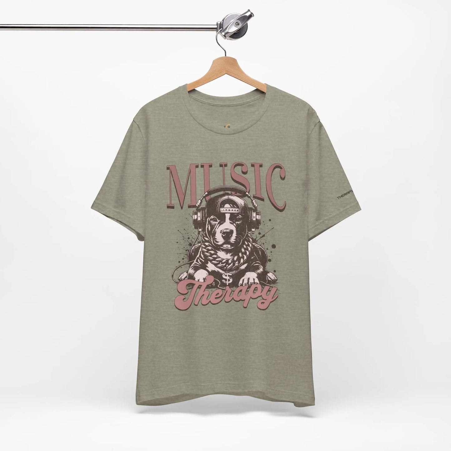 Music Therapy Unisex Jersey Tee - Perfect Gift for Music Lovers, Dog Owners, Casual Wear, Relaxation, & Dog Lovers! Printify