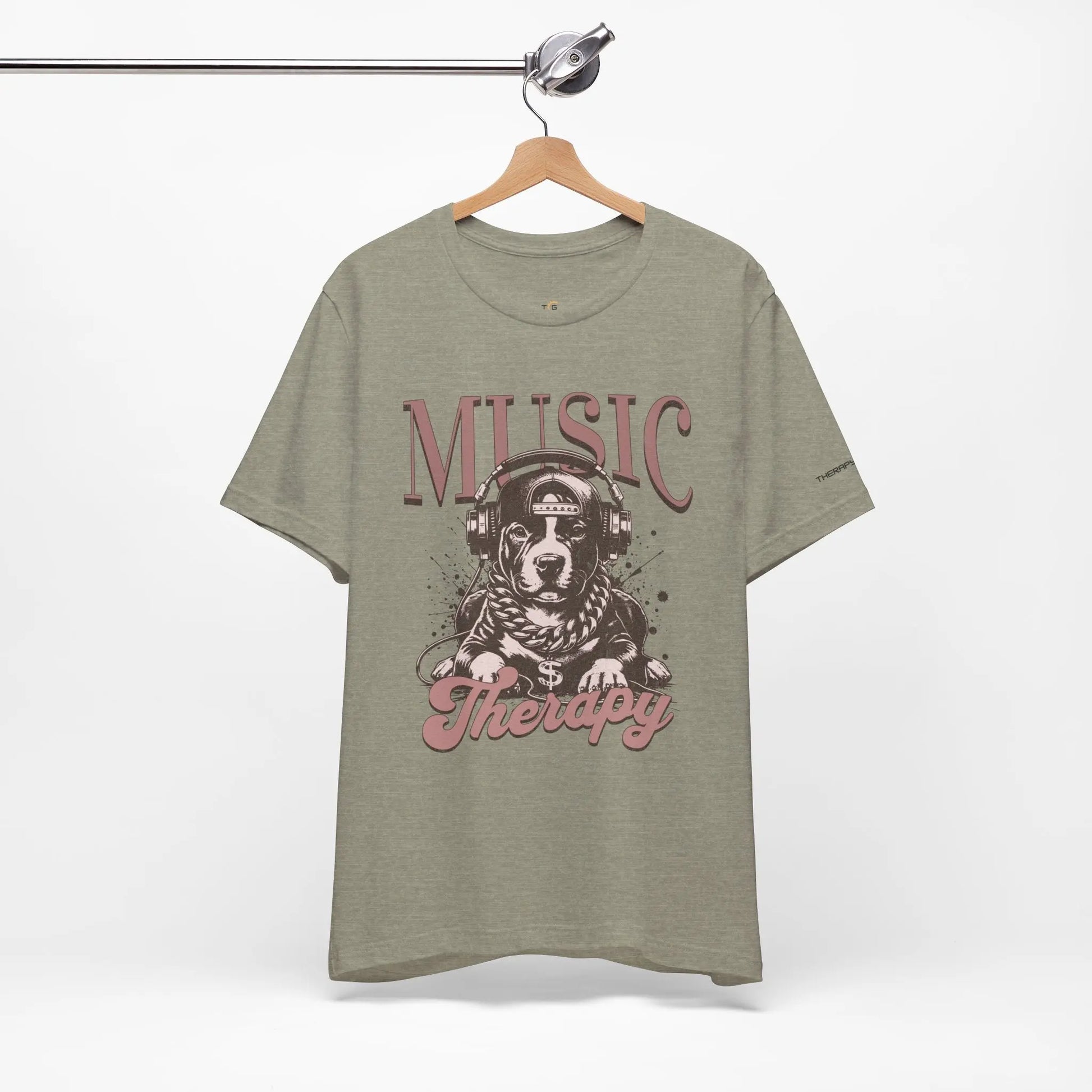 Music Therapy Unisex Jersey Tee - Perfect Gift for Music Lovers, Dog Owners, Casual Wear, Relaxation, & Dog Lovers! Printify