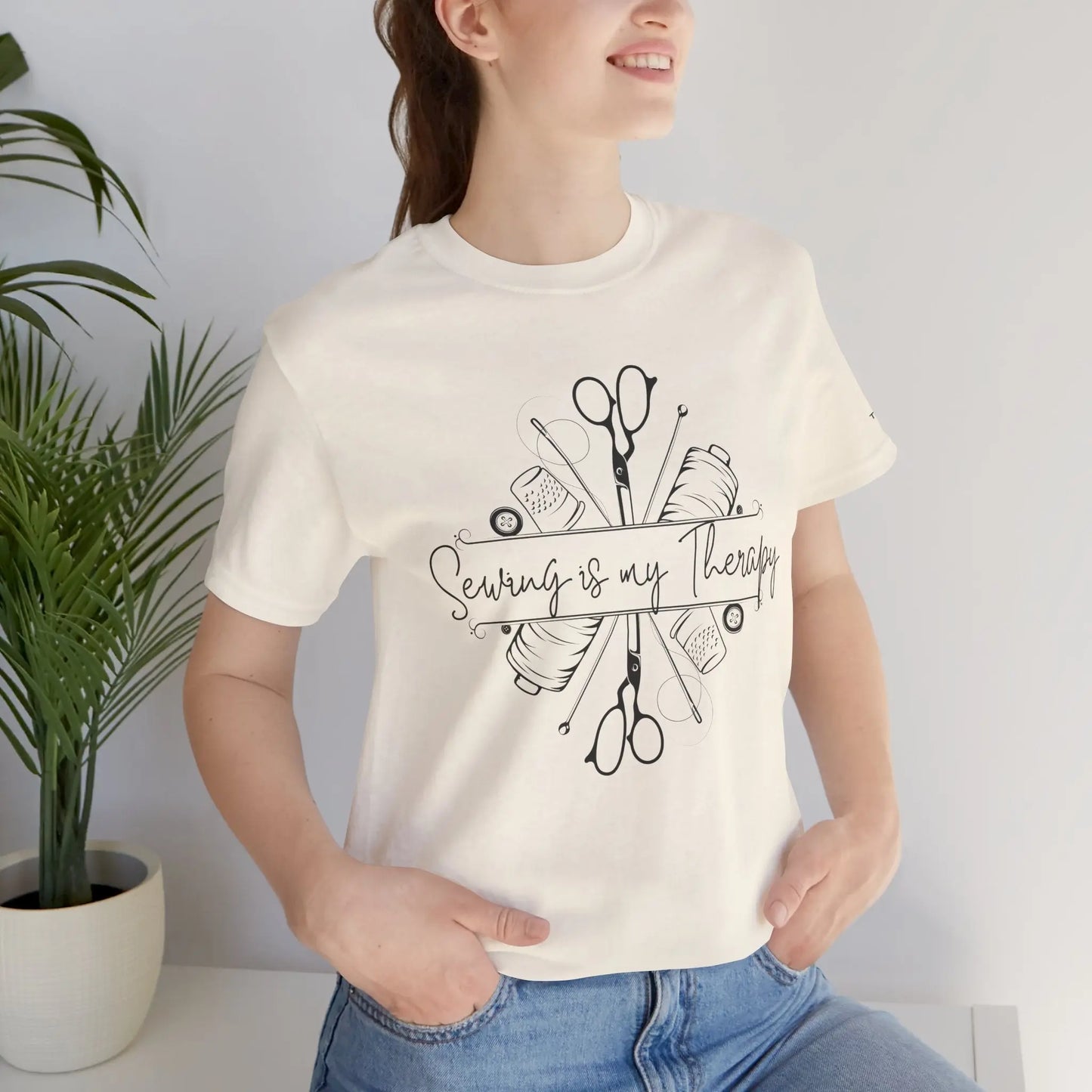 Sewing Therapy Tee - Unisex Jersey Short Sleeve Shirt, Gift for Sewers Printify