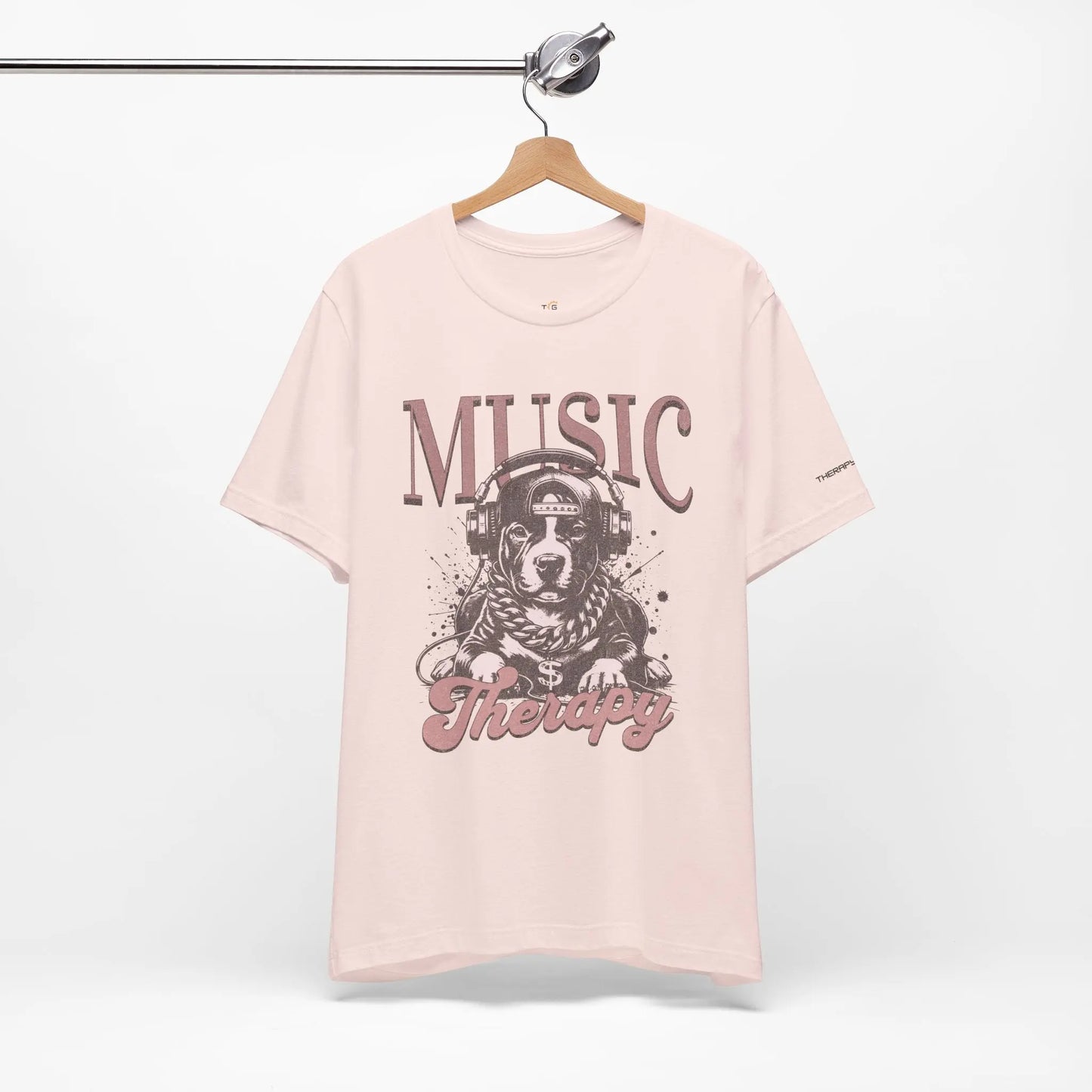 Music Therapy Unisex Jersey Tee - Perfect Gift for Music Lovers, Dog Owners, Casual Wear, Relaxation, & Dog Lovers! Printify