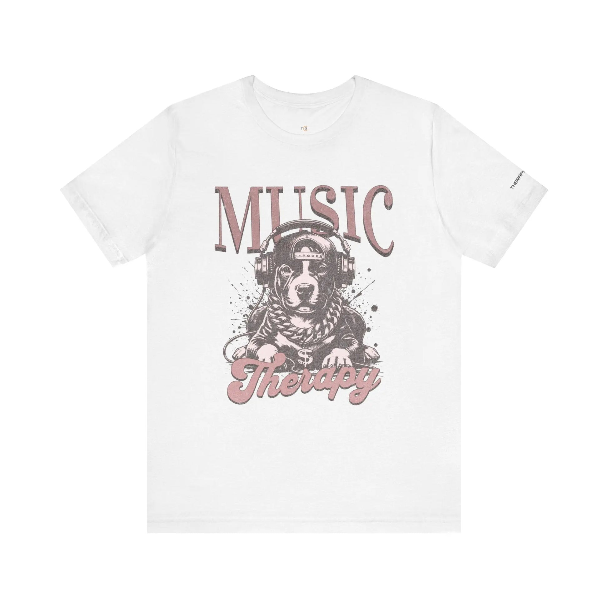 Music Therapy Unisex Jersey Tee - Perfect Gift for Music Lovers, Dog Owners, Casual Wear, Relaxation, & Dog Lovers! Printify
