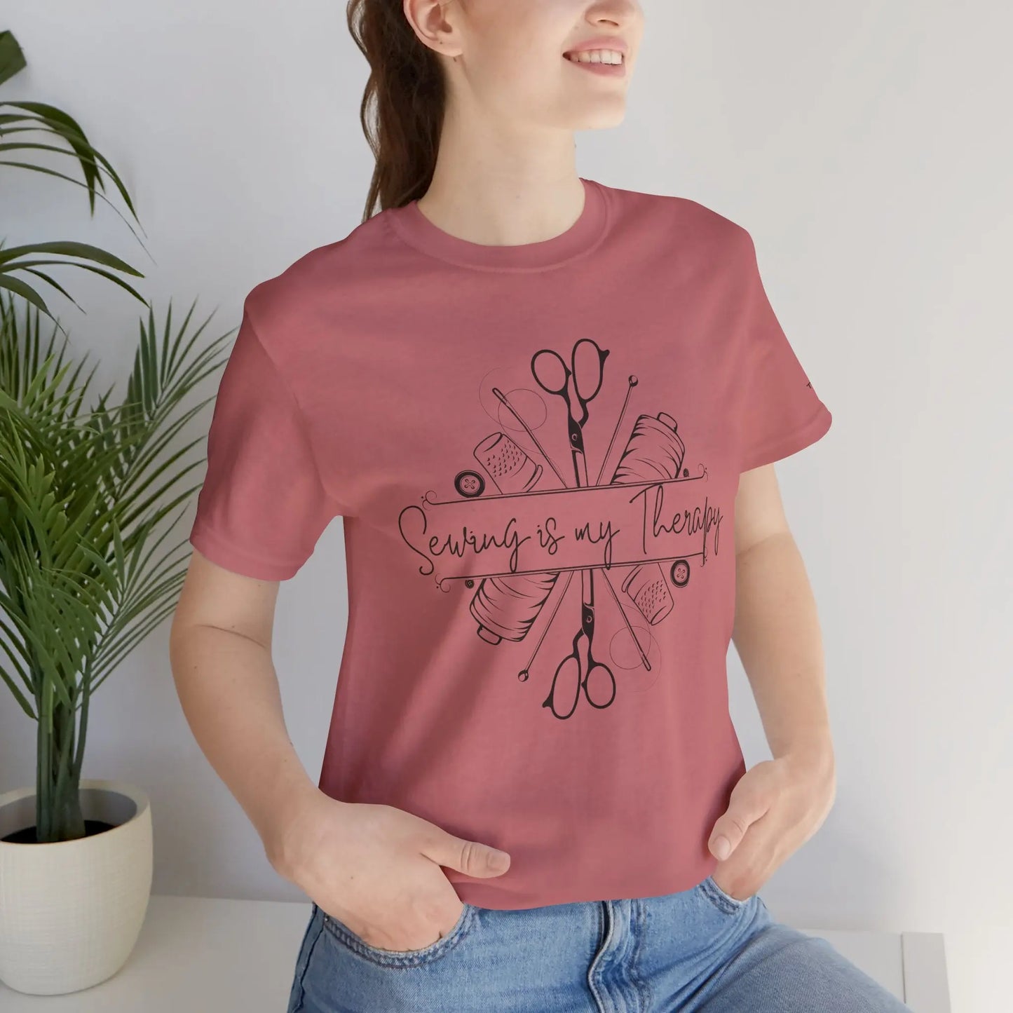 Sewing Therapy Tee - Unisex Jersey Short Sleeve Shirt, Gift for Sewers Printify