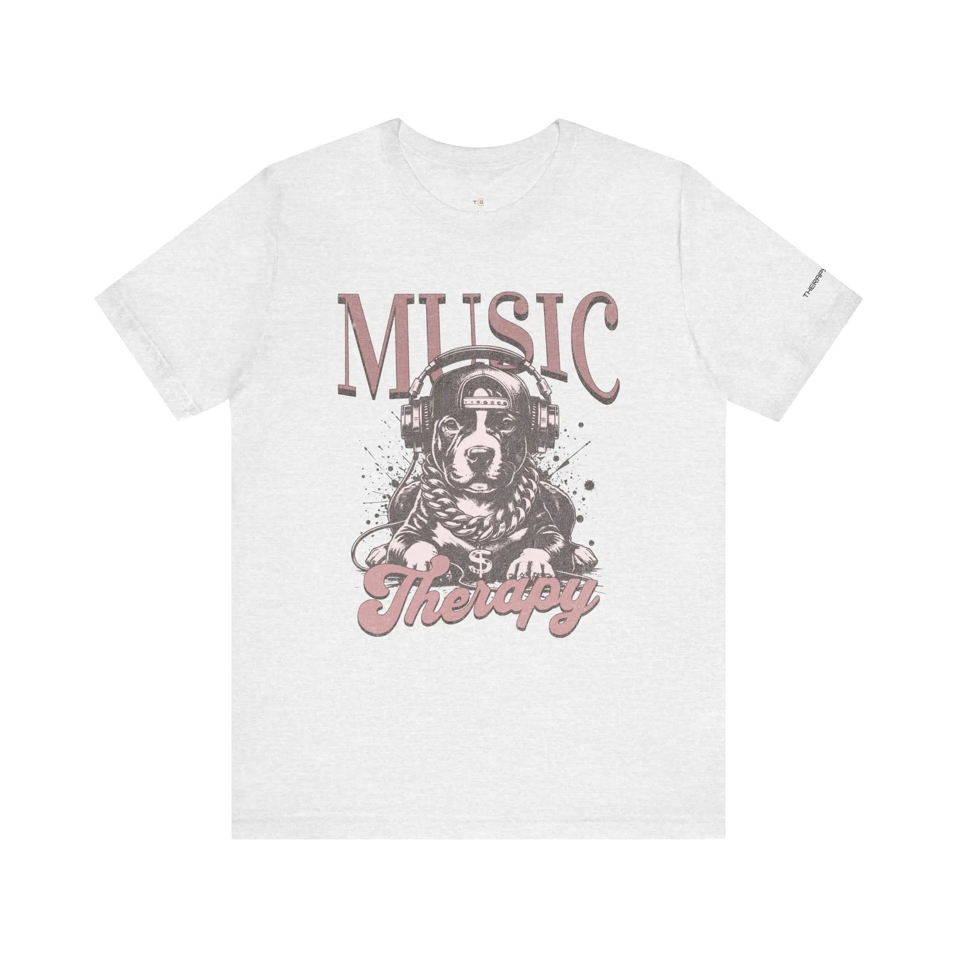 Music Therapy Unisex Jersey Tee - Perfect Gift for Music Lovers, Dog Owners, Casual Wear, Relaxation, & Dog Lovers! Printify