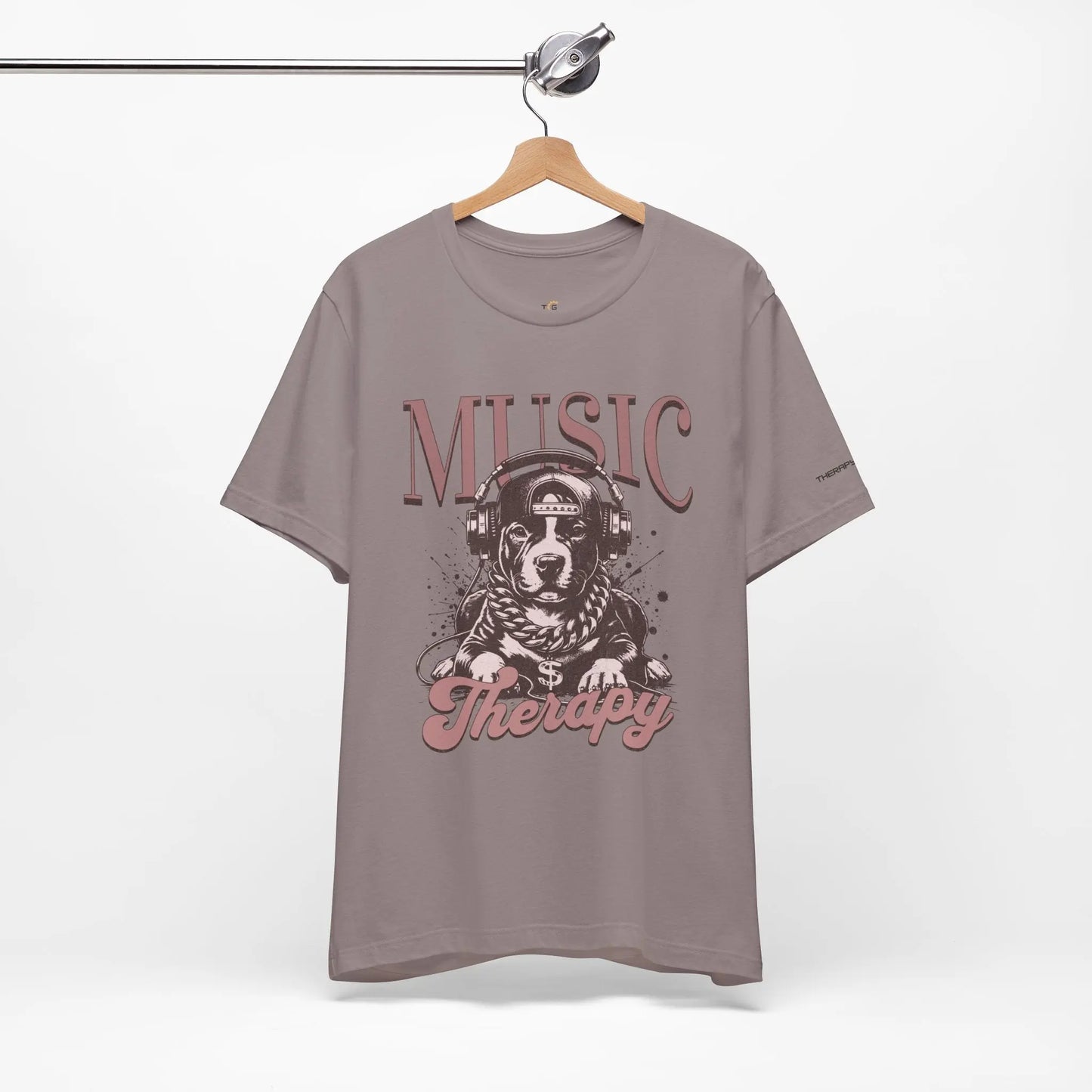 Music Therapy Unisex Jersey Tee - Perfect Gift for Music Lovers, Dog Owners, Casual Wear, Relaxation, & Dog Lovers! Printify