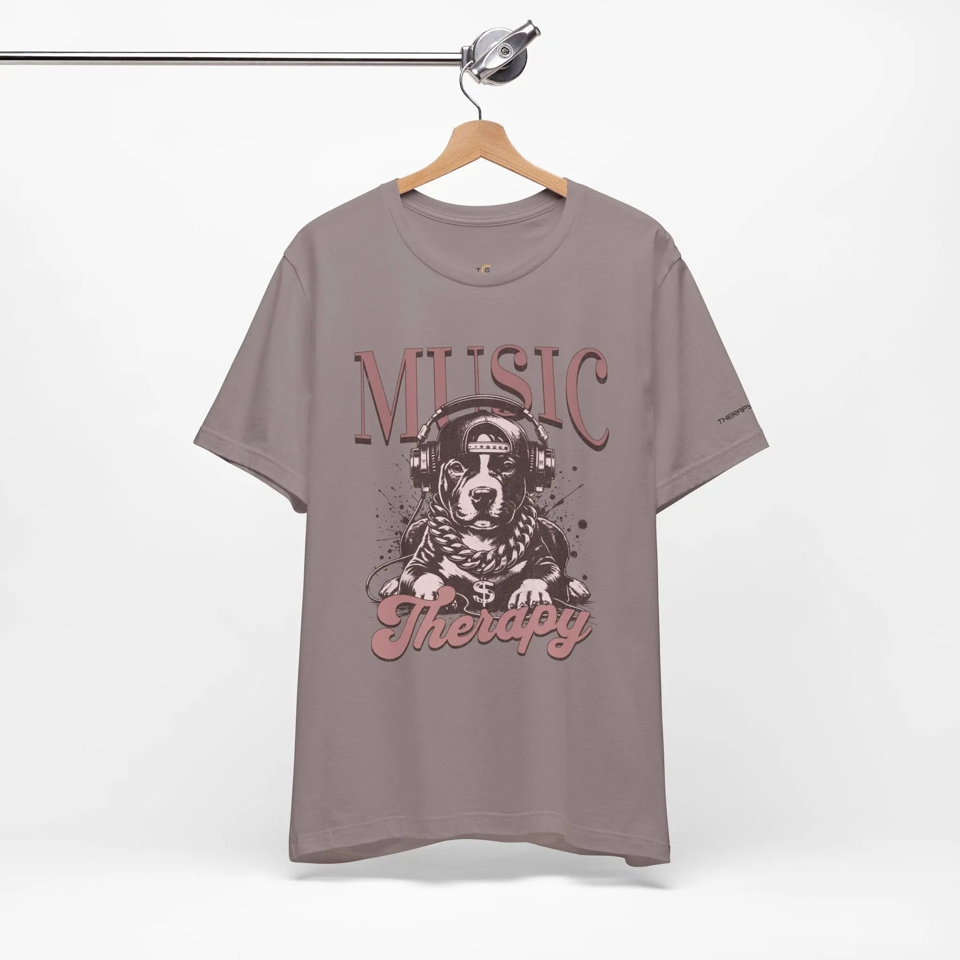 Music Therapy Unisex Jersey Tee - Perfect Gift for Music Lovers, Dog Owners, Casual Wear, Relaxation, & Dog Lovers! Printify