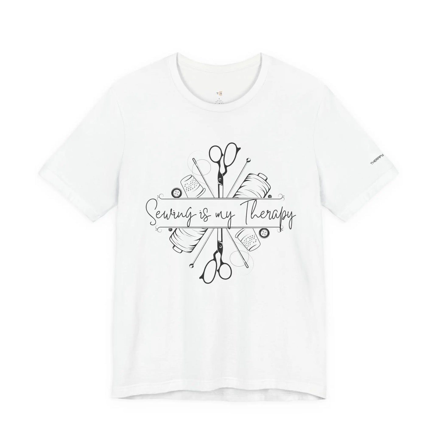 Sewing Therapy Tee - Unisex Jersey Short Sleeve Shirt, Gift for Sewers Printify