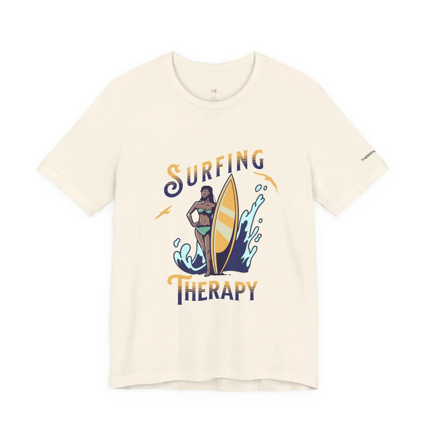 Surfing Therapy Unisex Tee, Surfing Shirt, Beach Lover Gift, Casual Summer Wear, Ocean Vibes T-Shirt, Surfboard Graphic Tee Printify