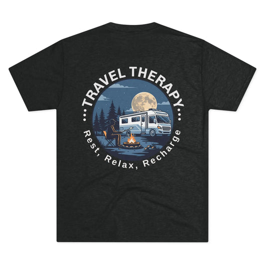 RV Camping T‑Shirt — Moonlit Camper Van & Campfire Graphic Tee Printify
