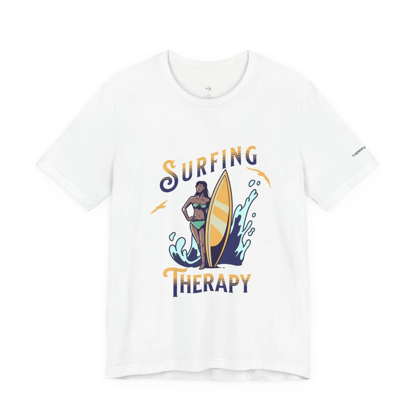 Surfing Therapy Unisex Tee, Surfing Shirt, Beach Lover Gift, Casual Summer Wear, Ocean Vibes T-Shirt, Surfboard Graphic Tee Printify