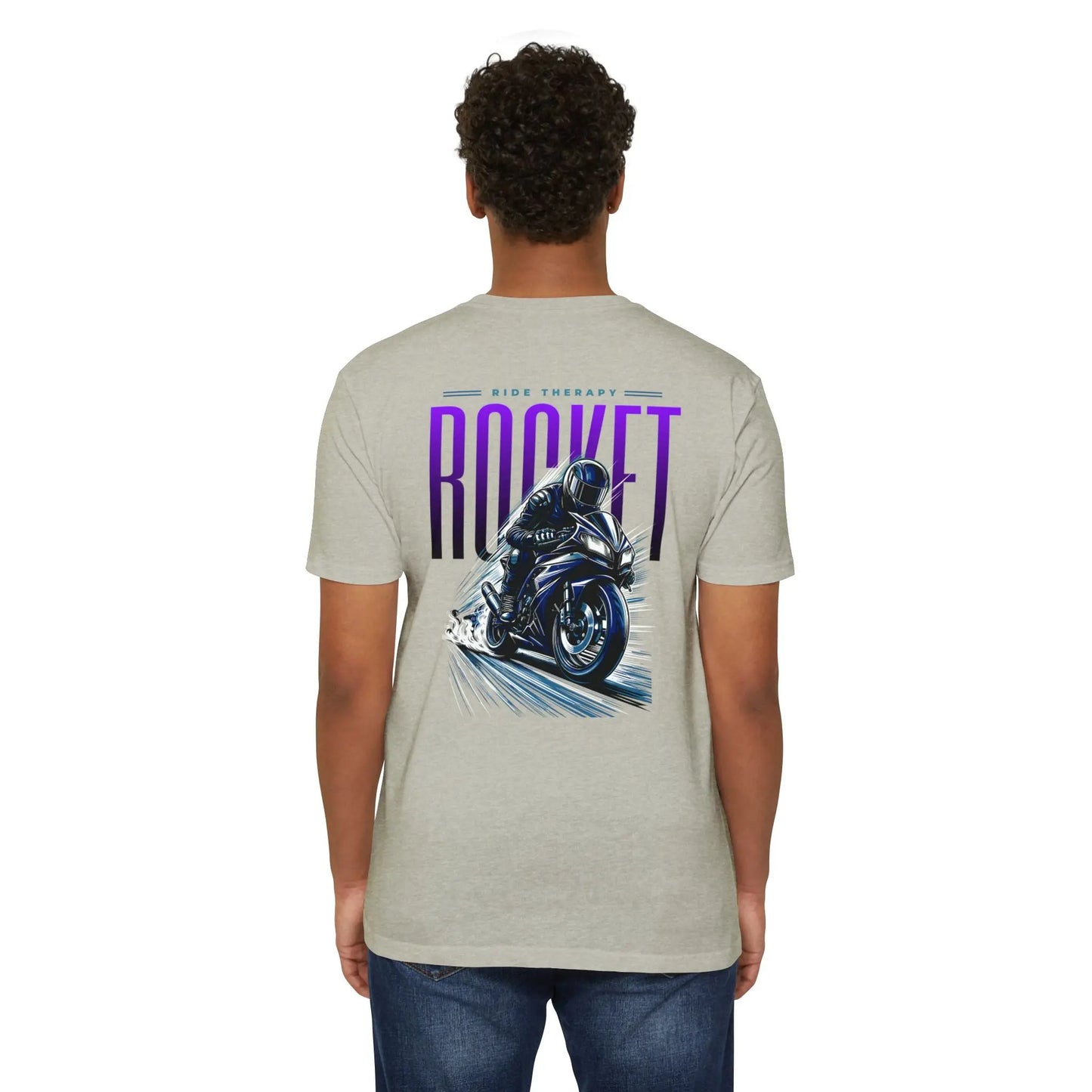 Rocket Themed Unisex Tee, Motorcycle Lover Gift, Casual Wear, Gift for Bikers, Unique Graphic T-Shirt Printify