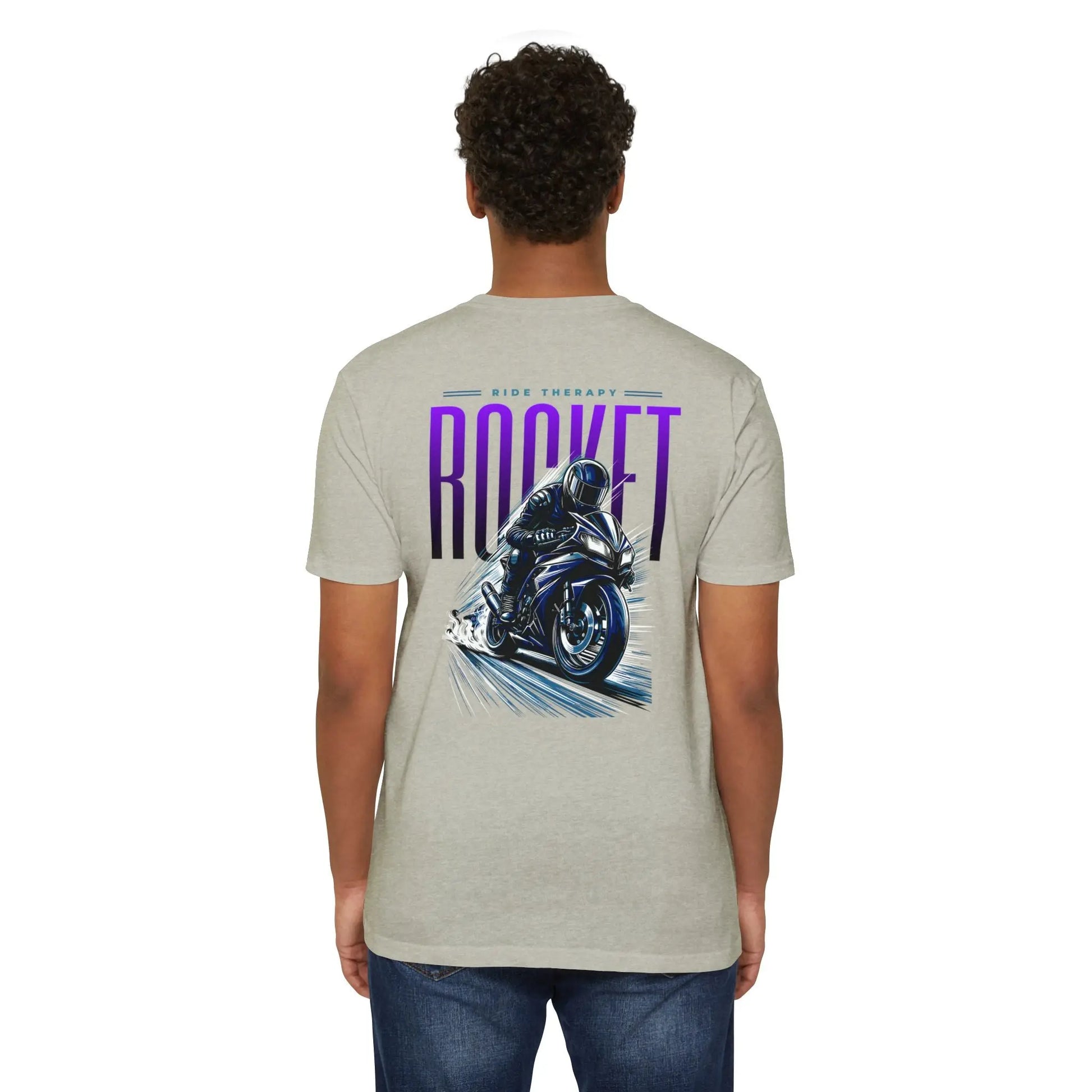 Rocket Themed Unisex Tee, Motorcycle Lover Gift, Casual Wear, Gift for Bikers, Unique Graphic T-Shirt Printify