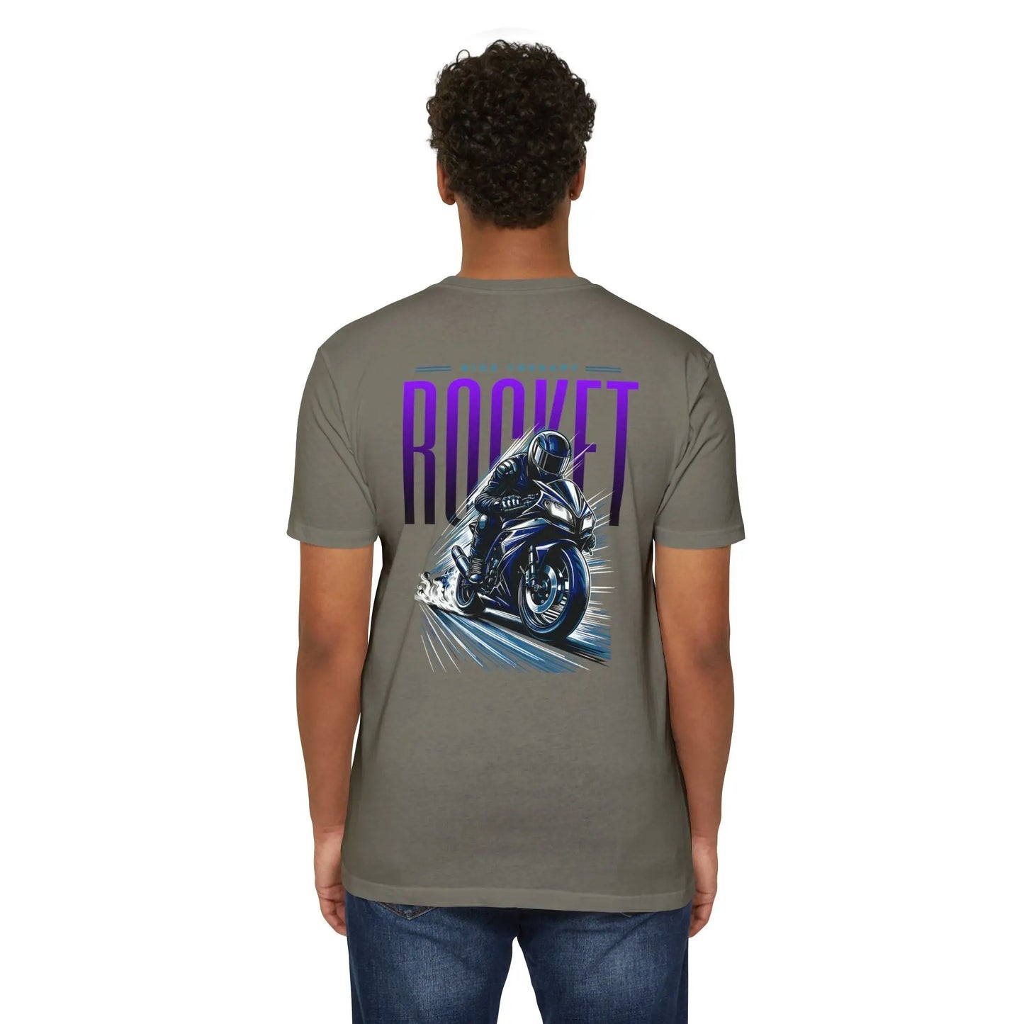 Rocket Themed Unisex Tee, Motorcycle Lover Gift, Casual Wear, Gift for Bikers, Unique Graphic T-Shirt Printify