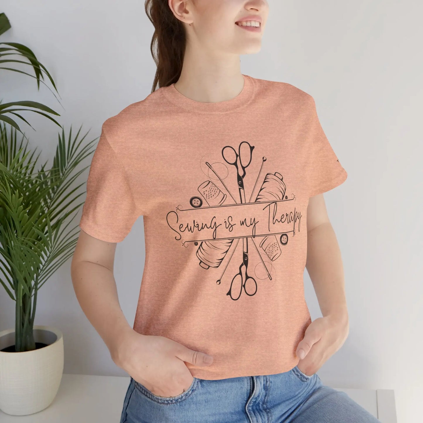 Sewing Therapy Tee - Unisex Jersey Short Sleeve Shirt, Gift for Sewers Printify