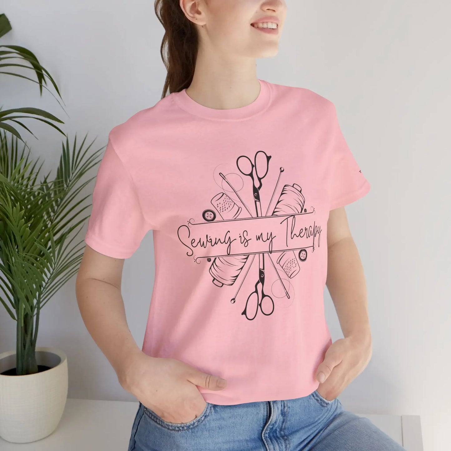 Sewing Therapy Tee - Unisex Jersey Short Sleeve Shirt, Gift for Sewers Printify