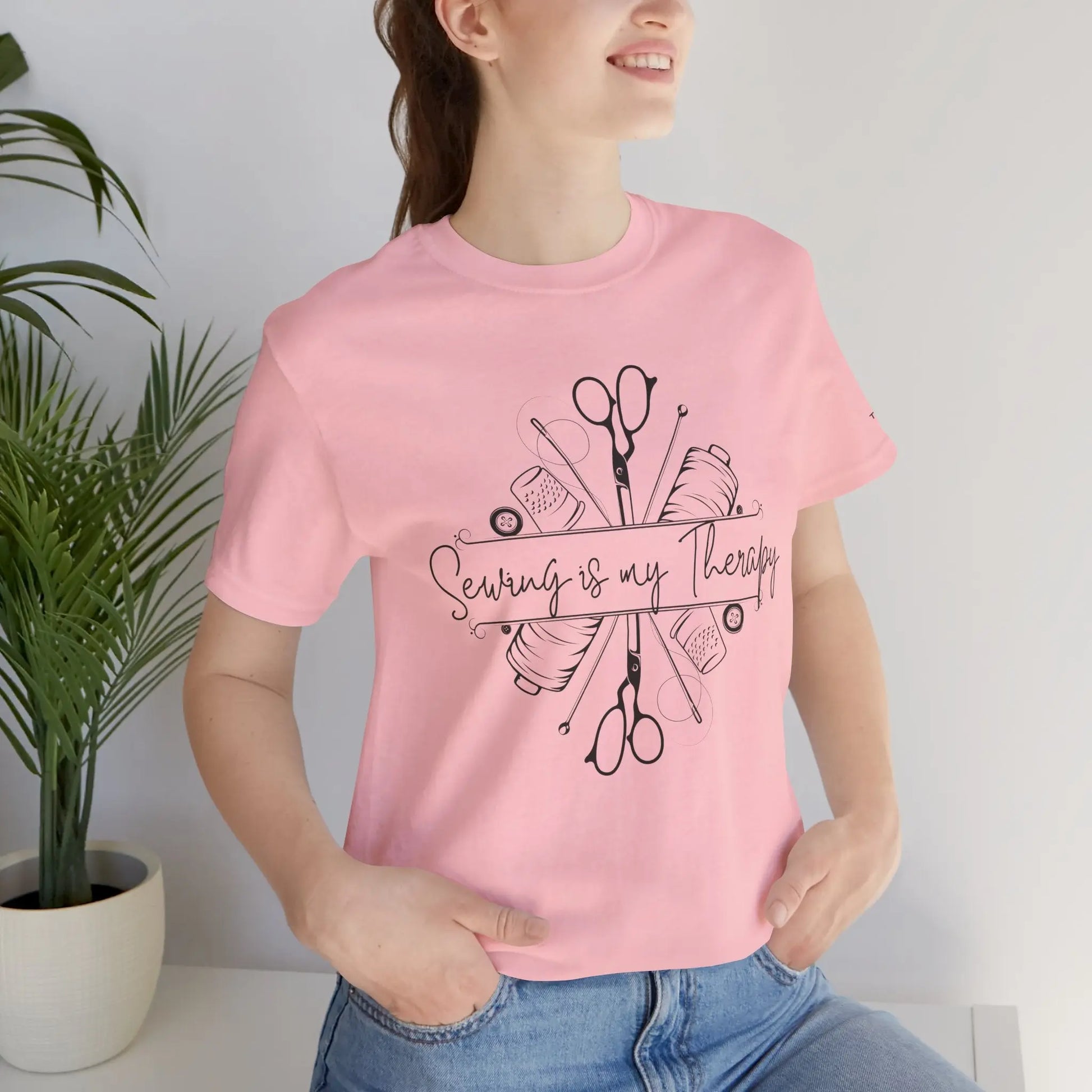 Sewing Therapy Tee - Unisex Jersey Short Sleeve Shirt, Gift for Sewers Printify