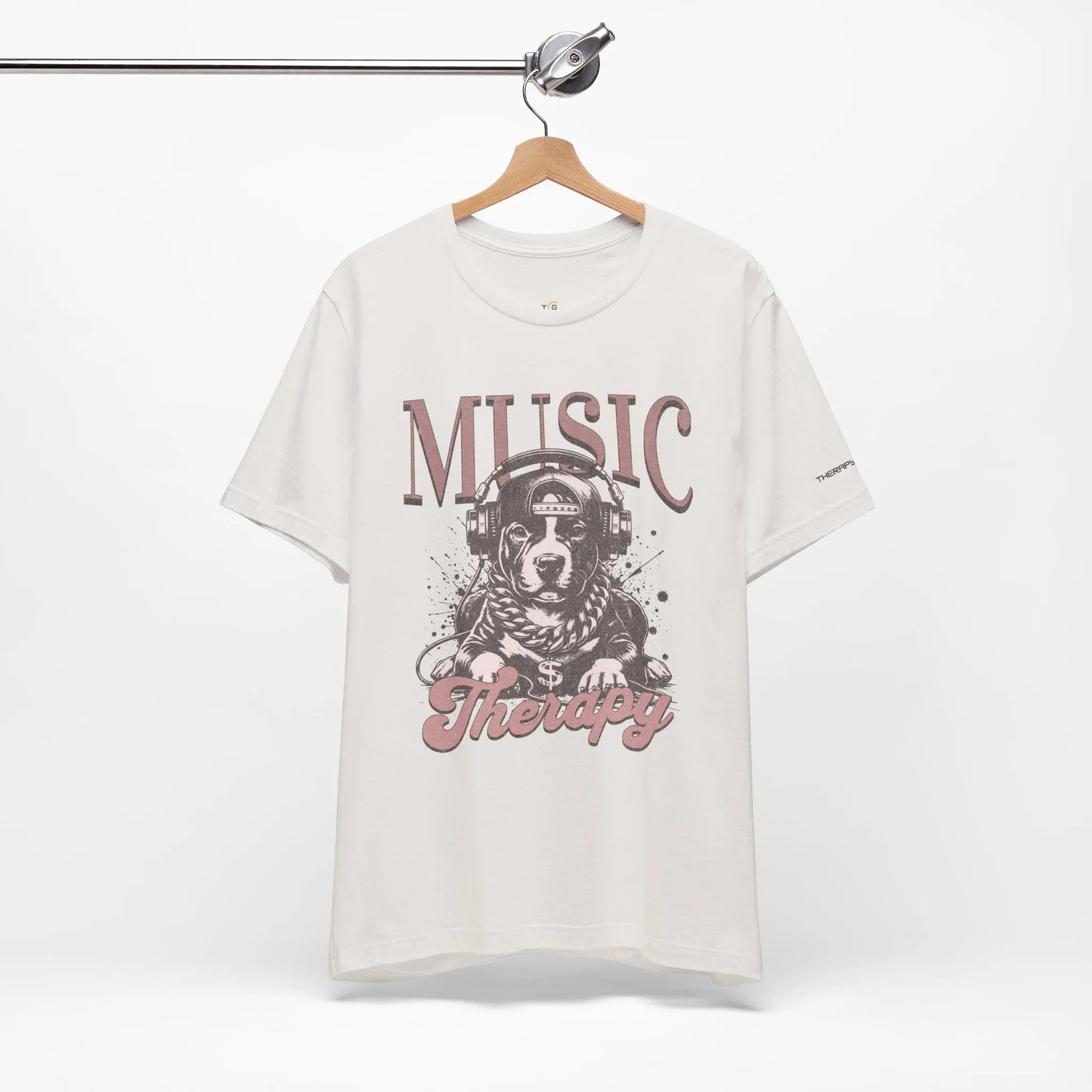 Music Therapy Unisex Jersey Tee - Perfect Gift for Music Lovers, Dog Owners, Casual Wear, Relaxation, & Dog Lovers! Printify