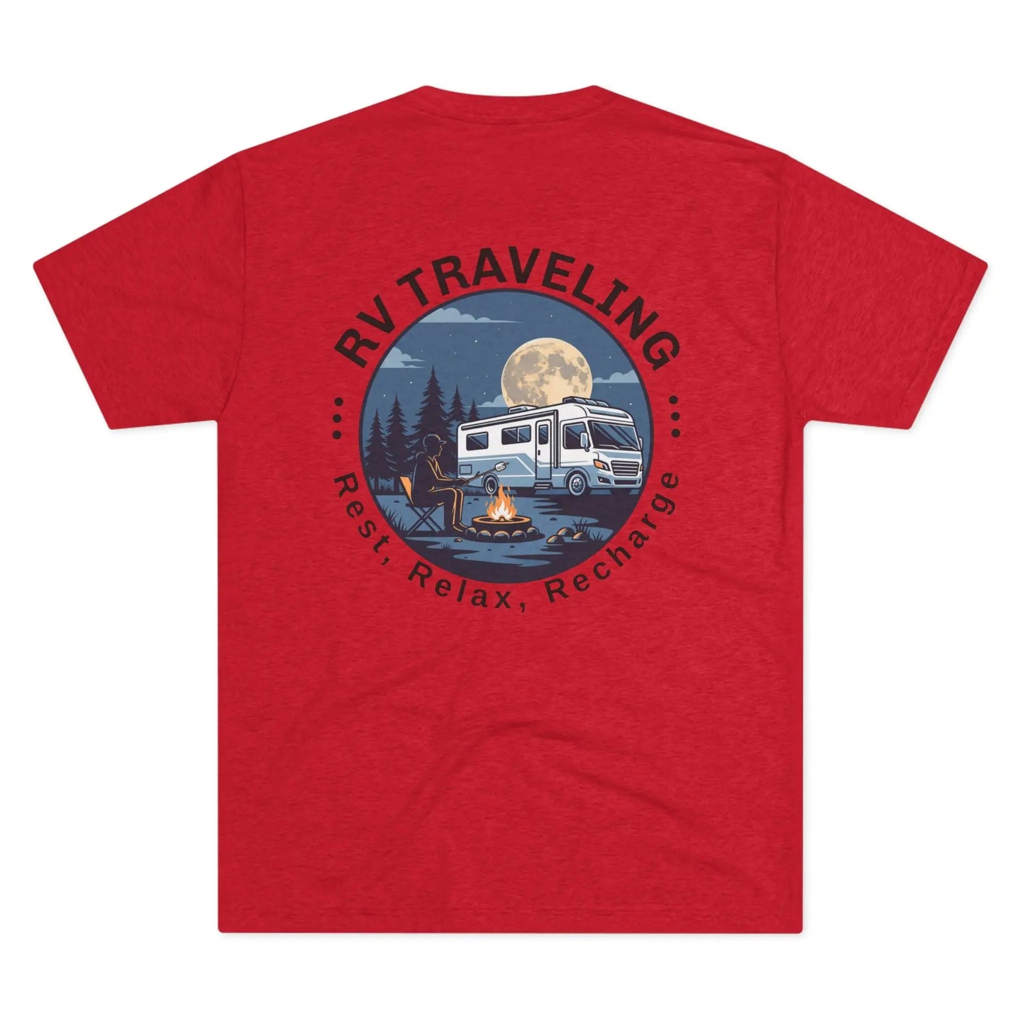 RV Traveling T‑Shirt – 'Rest, Relax, Recharge' Campervan Camping Tee Printify