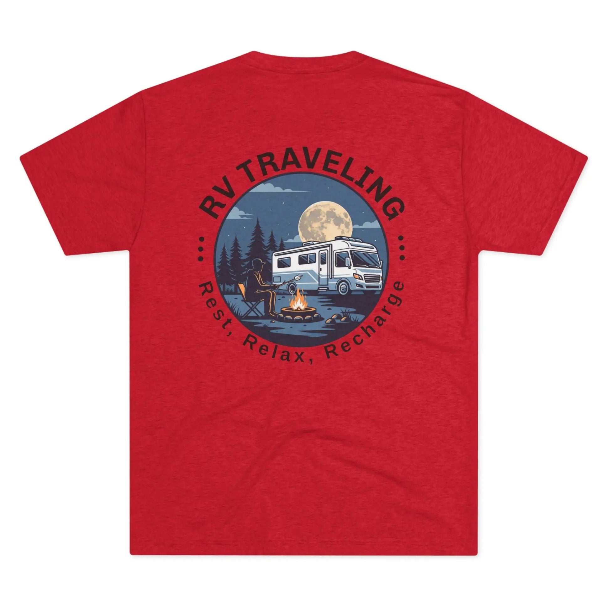 RV Traveling T‑Shirt – 'Rest, Relax, Recharge' Campervan Camping Tee Printify