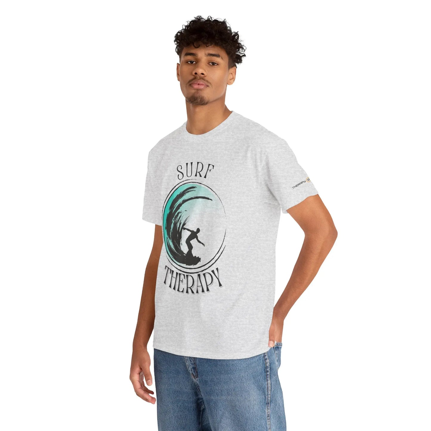 Surf Therapy Unisex Heavy Cotton Tee | Relaxed Fit Summer Shirt, Beach Lover Gift, Surfing Apparel, Ocean Vibes T-Shirt, Fun Casual Wear Printify