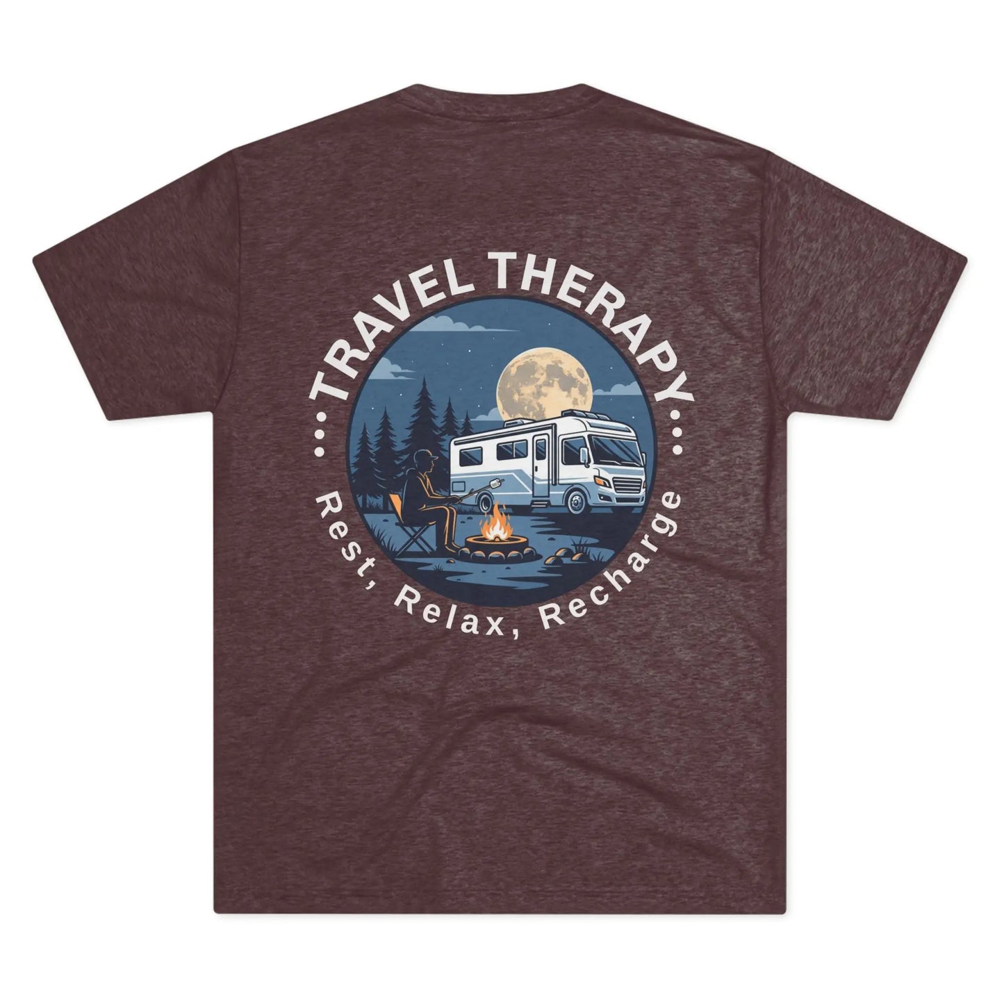 RV Camping T‑Shirt — Moonlit Camper Van & Campfire Graphic Tee Printify