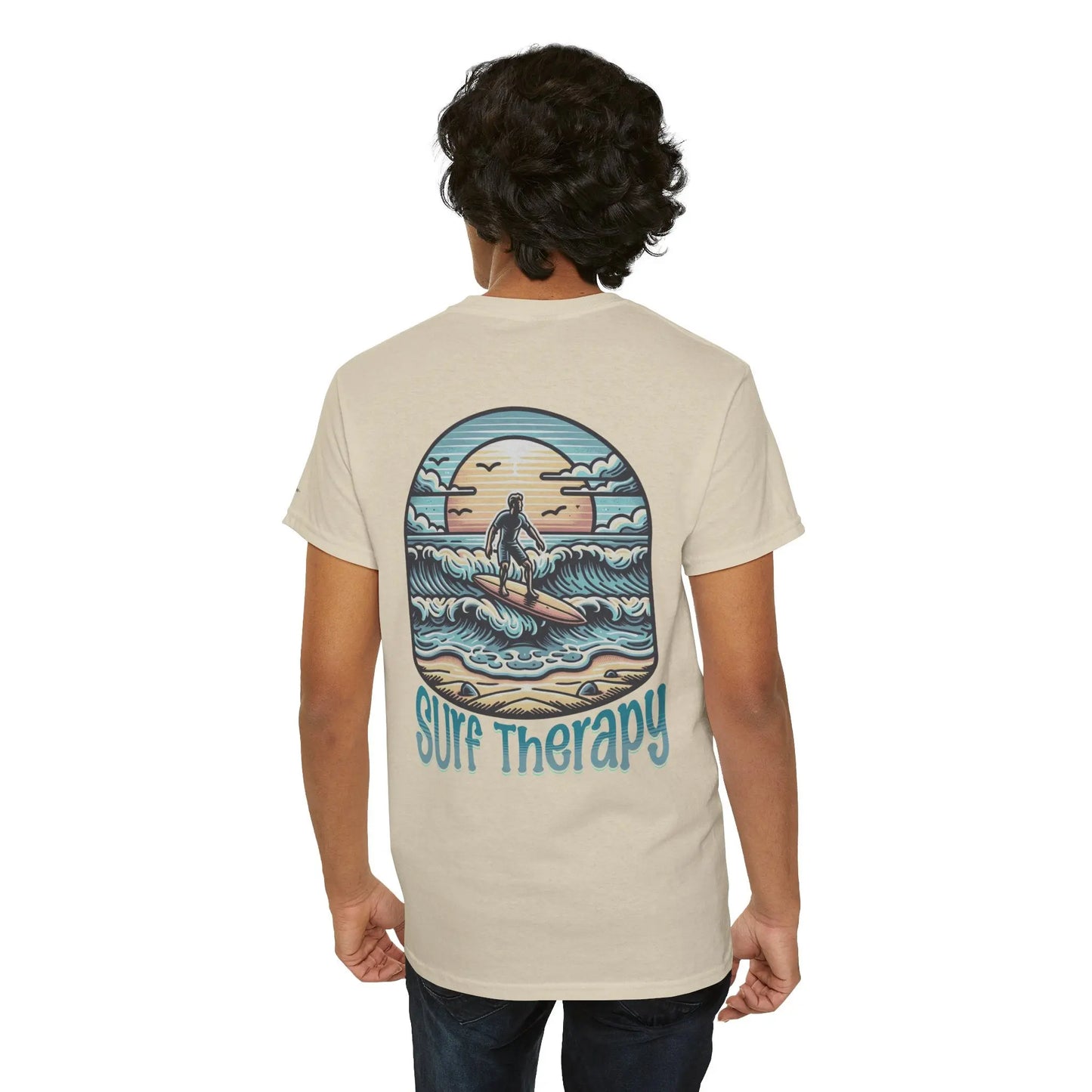 Surf Therapy Unisex Heavy Cotton Tee, Summer Vibes T-Shirt, Beach Day Apparel, Water Sports Gift, Casual Surfwear Printify