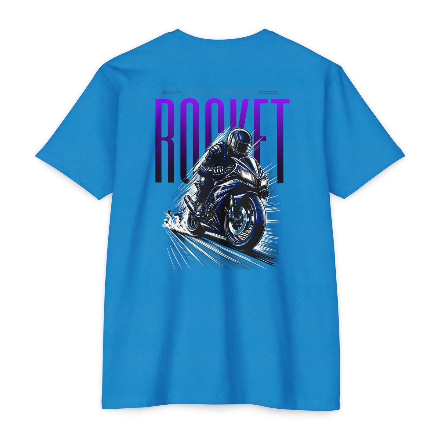 Rocket Themed Unisex Tee, Motorcycle Lover Gift, Casual Wear, Gift for Bikers, Unique Graphic T-Shirt Printify