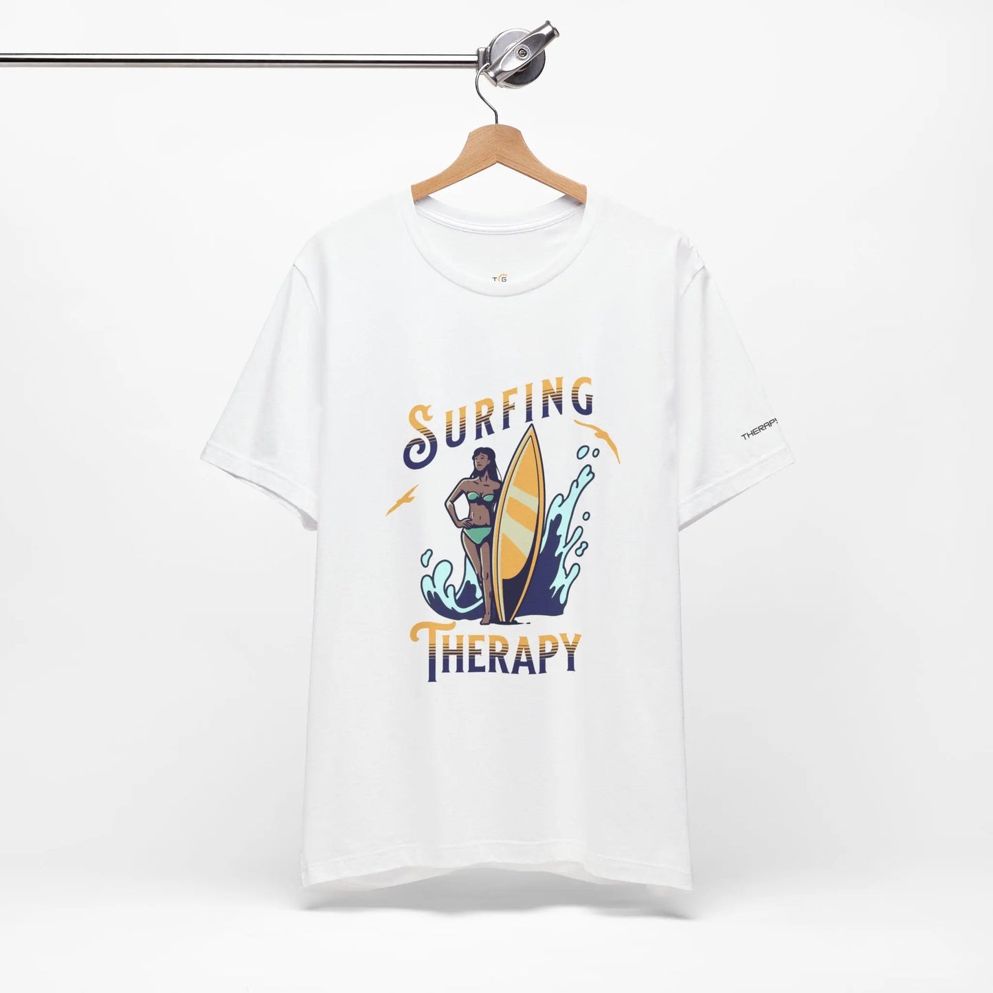 Surfing Therapy Unisex Tee, Surfing Shirt, Beach Lover Gift, Casual Summer Wear, Ocean Vibes T-Shirt, Surfboard Graphic Tee Printify
