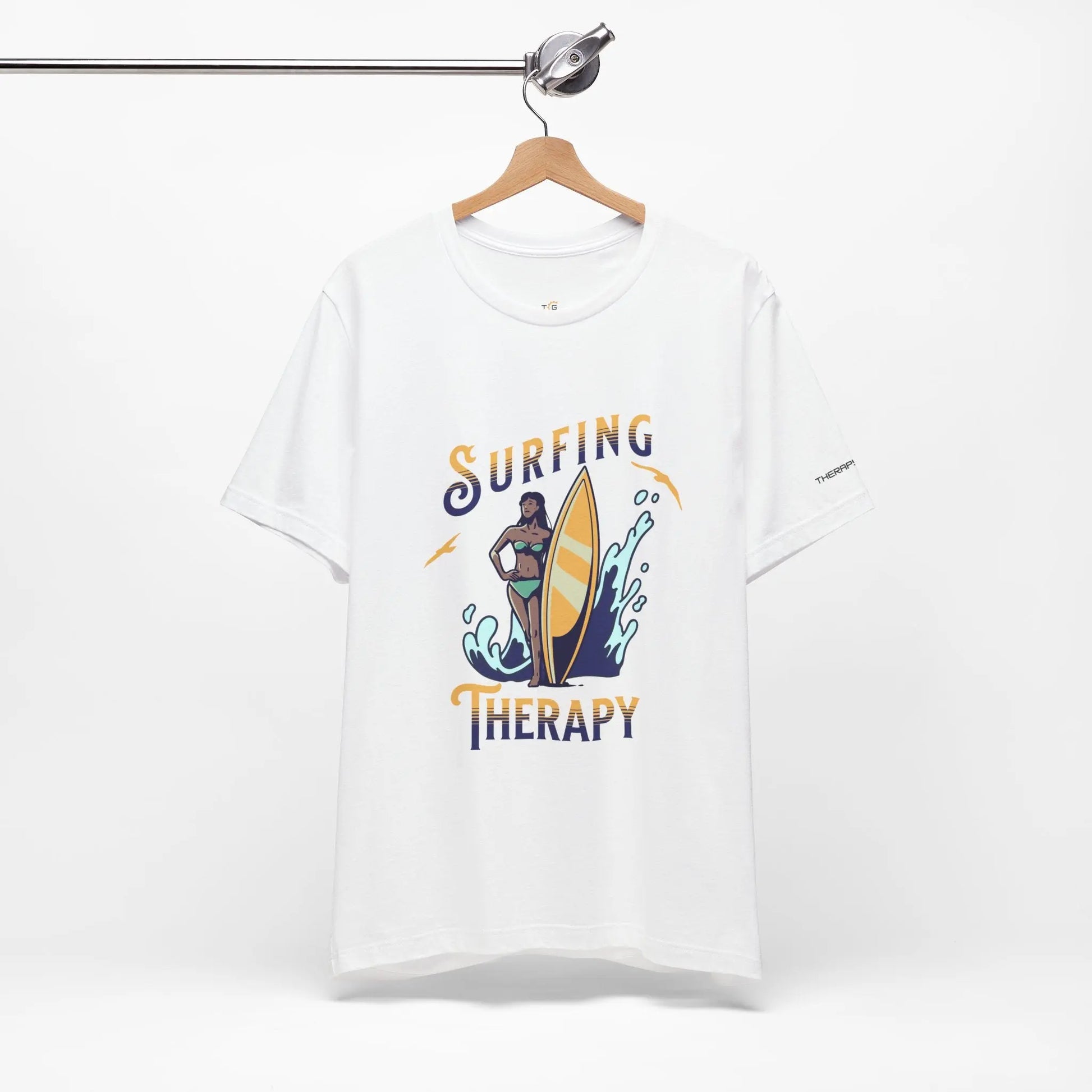 Surfing Therapy Unisex Tee, Surfing Shirt, Beach Lover Gift, Casual Summer Wear, Ocean Vibes T-Shirt, Surfboard Graphic Tee Printify