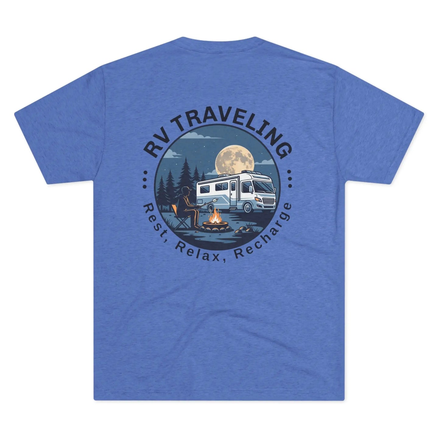 RV Traveling T‑Shirt – 'Rest, Relax, Recharge' Campervan Camping Tee Printify