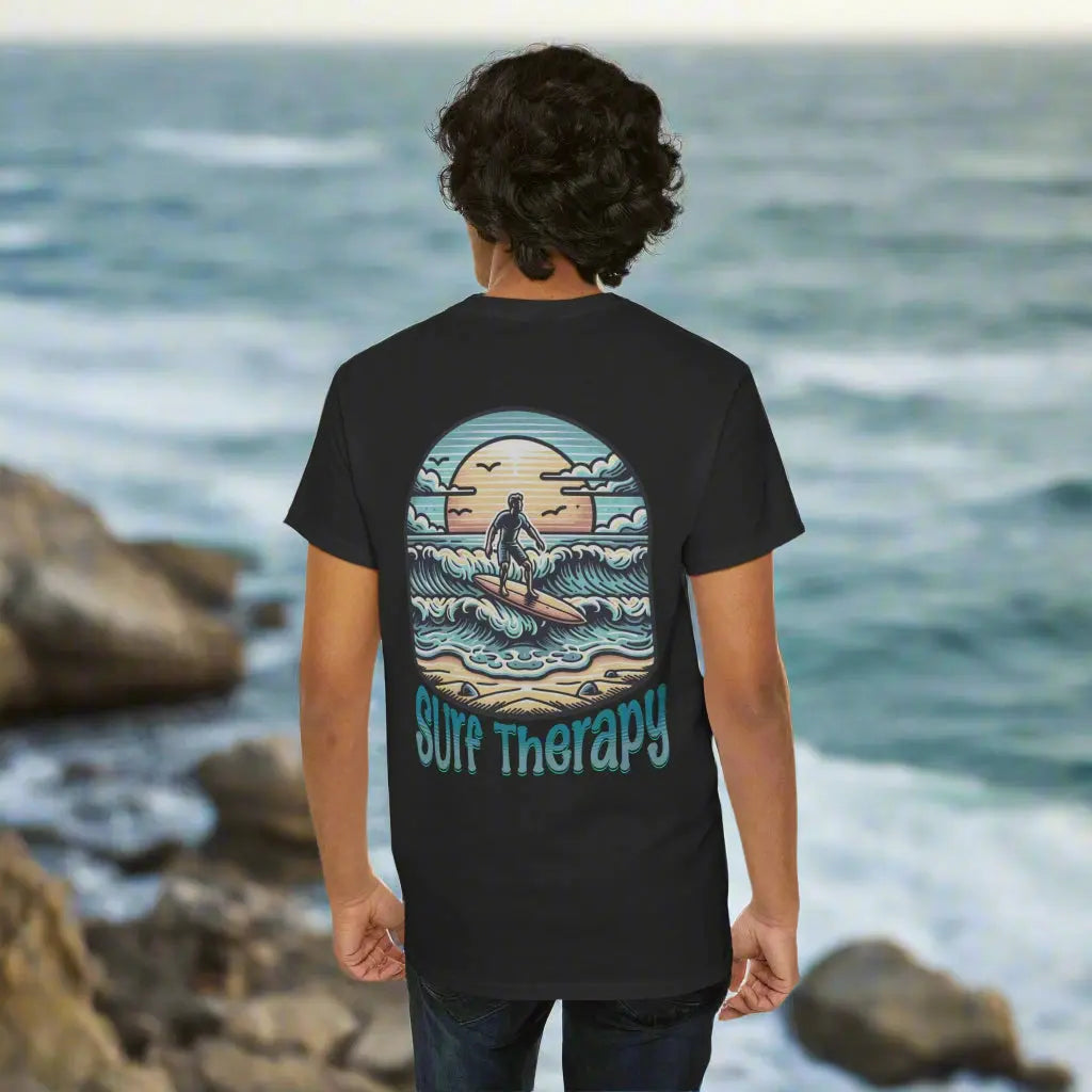 Surf Therapy Unisex Heavy Cotton Tee, Summer Vibes T-Shirt, Beach Day Apparel, Water Sports Gift, Casual Surfwear Printify